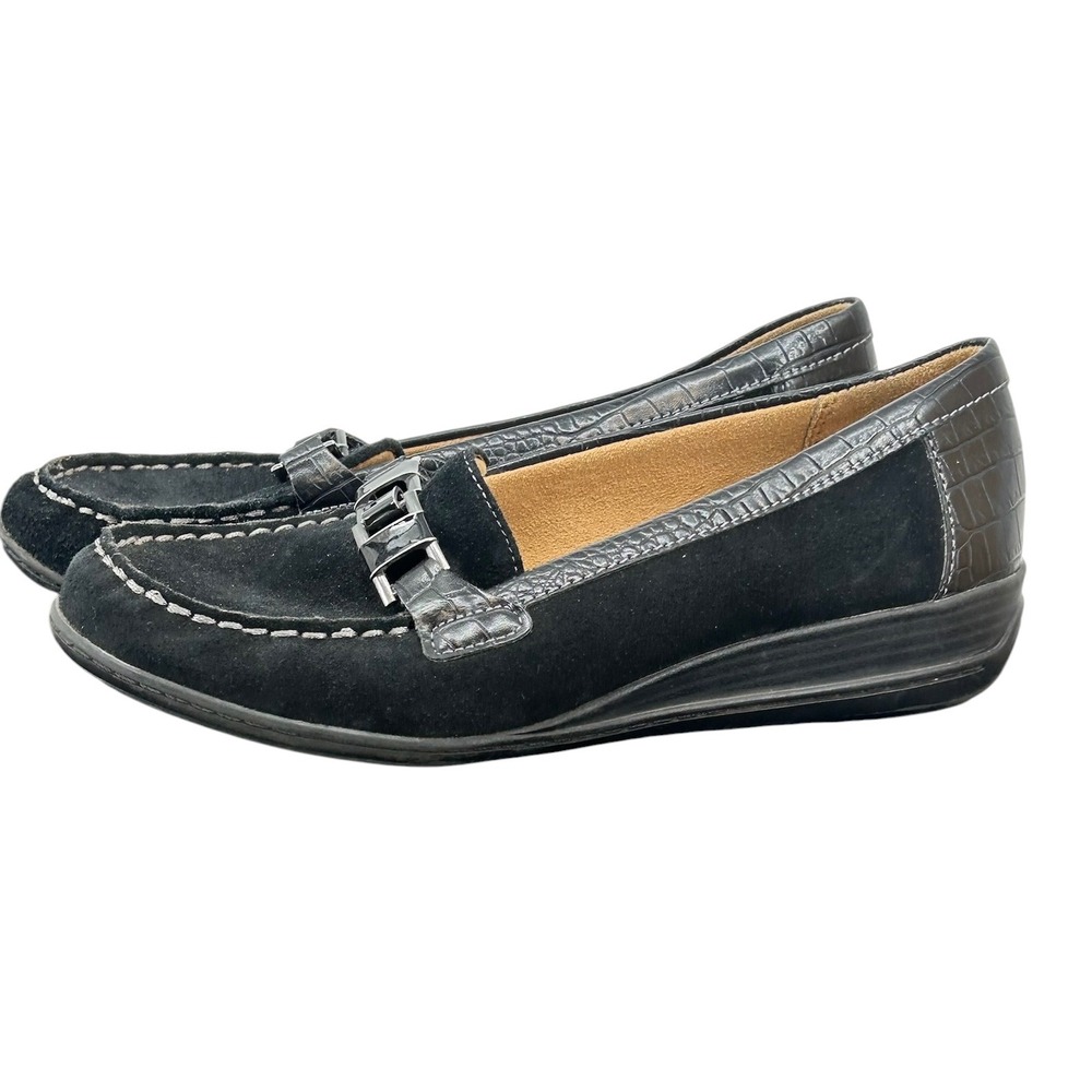 Natural Soul Wilson Loafers Blackβ Suede Croc Trim Comfort Shoes Women 8.5 M